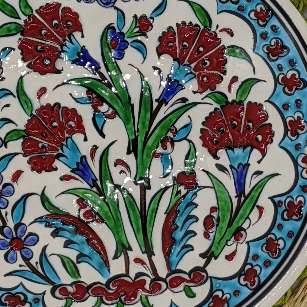 TURKISH IZNIK Floral Carnation Handmade Plate - Picture 4 of 6